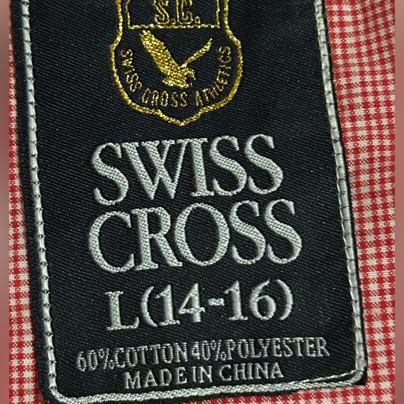 Swiss Cross Boys or girls Short Sleeve Shirt Size: 14/16 Color:Red and white - Picture 7 of 7